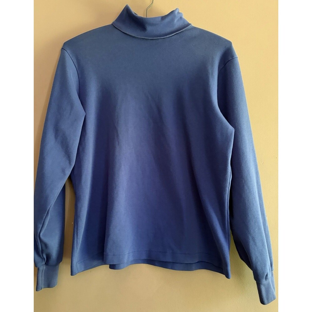 Vintage Women’s Lands End 100% Cotton Blue Turtleneck Made in‎ USA Size Medium